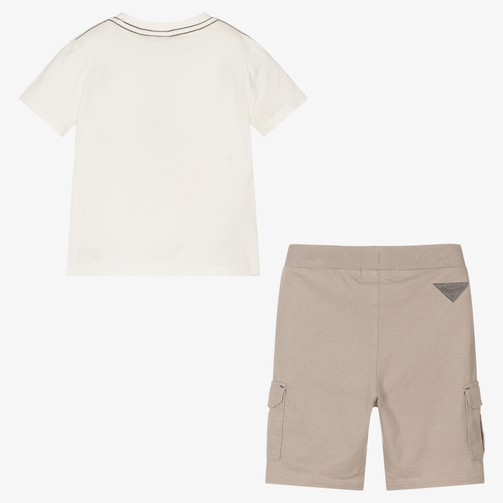 Boboli-Boys Ivory & Beige Shorts Set | Childrensalon Outlet