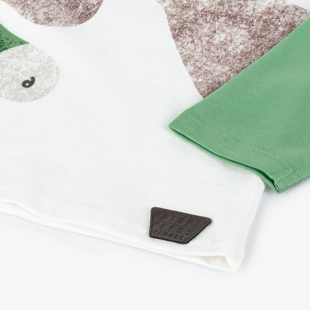 Boboli-Boys Ivory Colourblock Cotton Shirt | Childrensalon Outlet