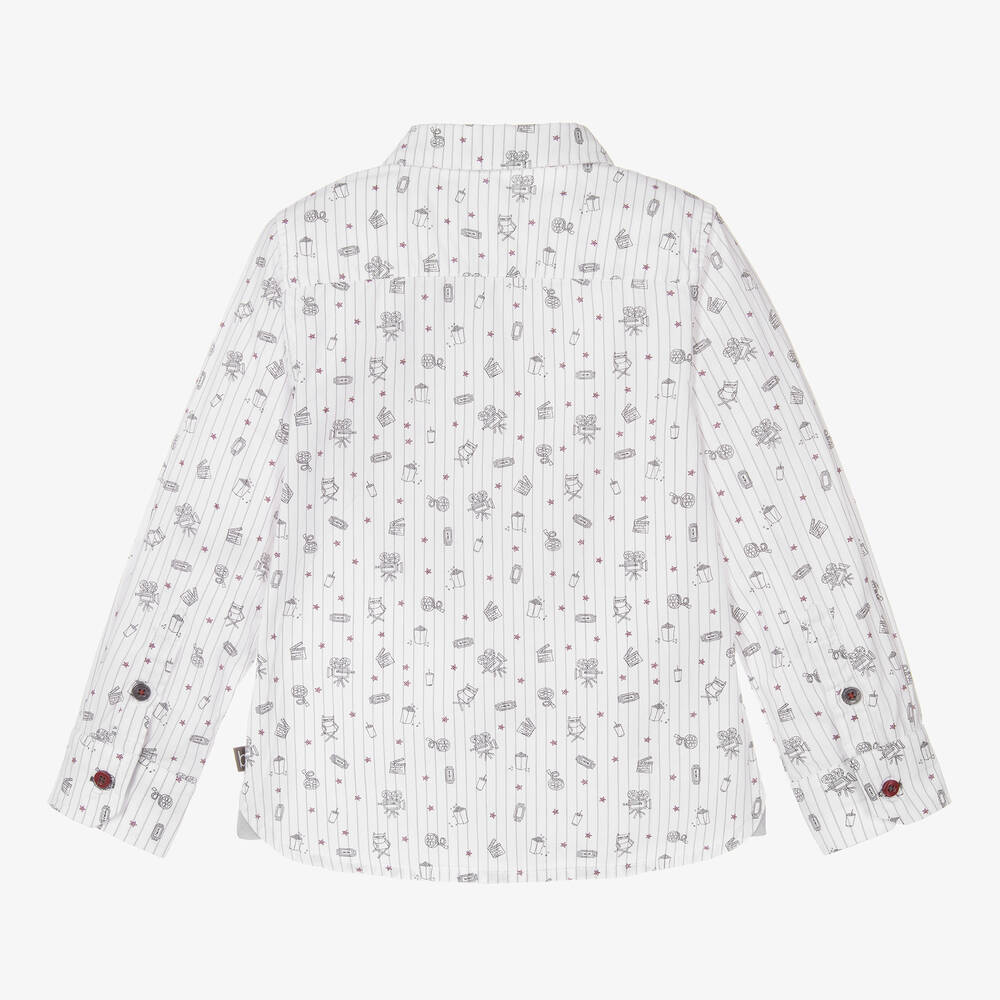 Boboli-Boys Ivory Cotton Movie Print Shirt | Childrensalon Outlet