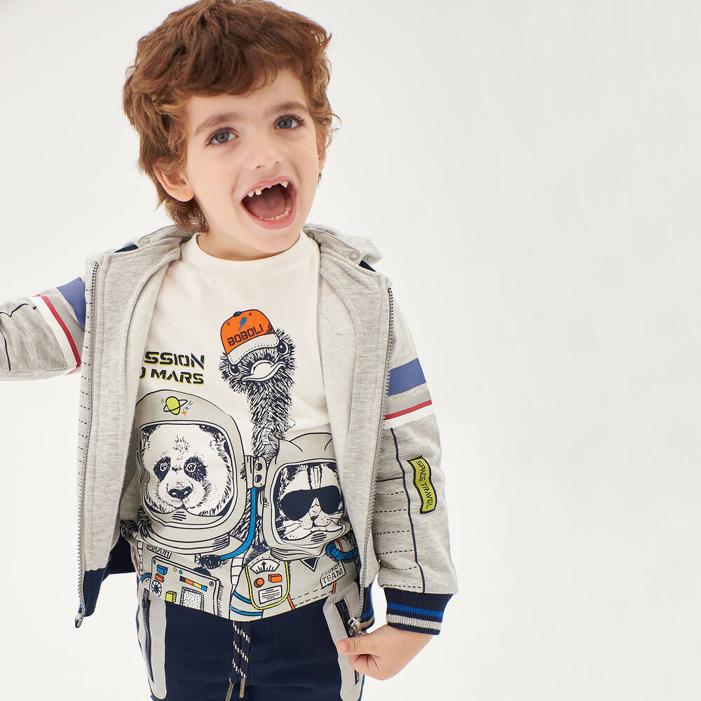 Boboli-توب قطن جيرسي لون عاجي للأولاد | Childrensalon Outlet