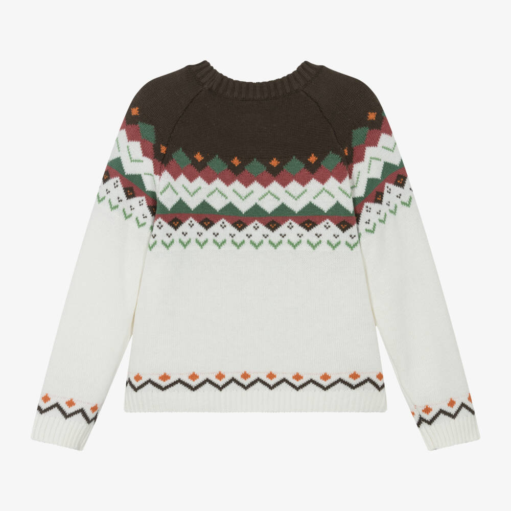 Boboli-Boys Ivory Fairisle Knit Jumper | Childrensalon Outlet