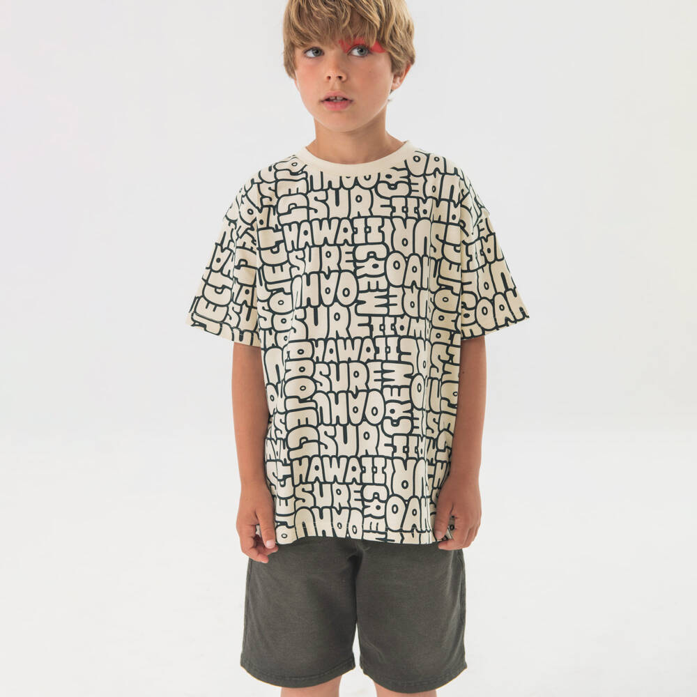 Boboli-Boys Ivory Graphic Cotton Tee | Childrensalon Outlet