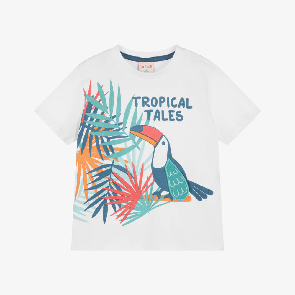 Boboli-Boys Ivory Island-Inspired Tee | Childrensalon Outlet