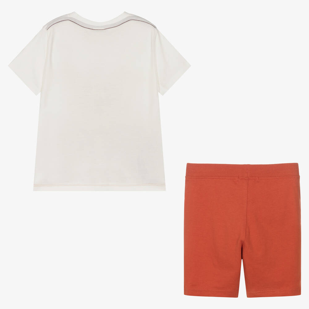 Boboli-Boys Ivory & Red Cotton Shorts Set | Childrensalon Outlet