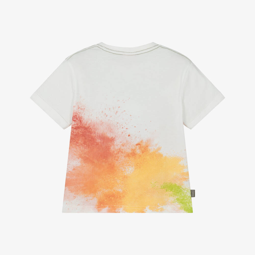 Boboli-Boys Ivory Splash Cotton Tee | Childrensalon Outlet