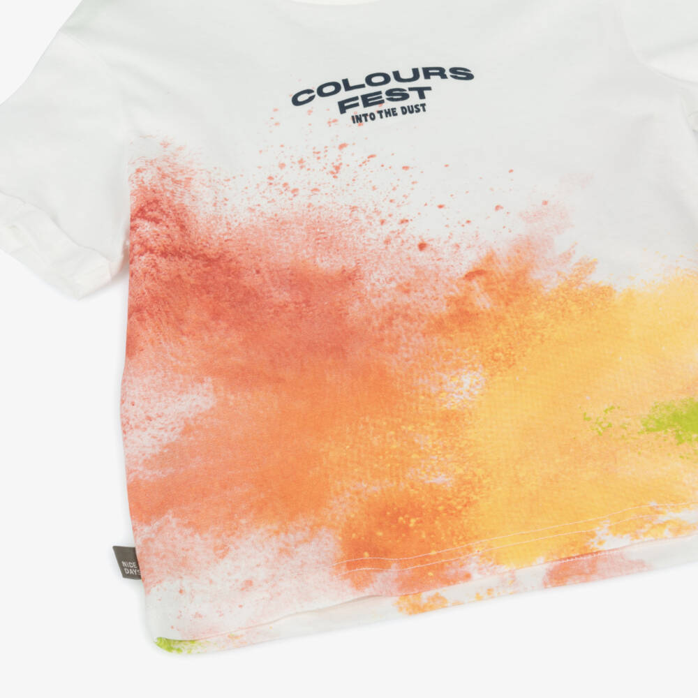 Boboli-Boys Ivory Splash Cotton Tee | Childrensalon Outlet