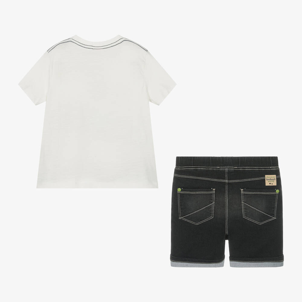 Boboli-Boys Ivory Top & Black Shorts Set | Childrensalon Outlet