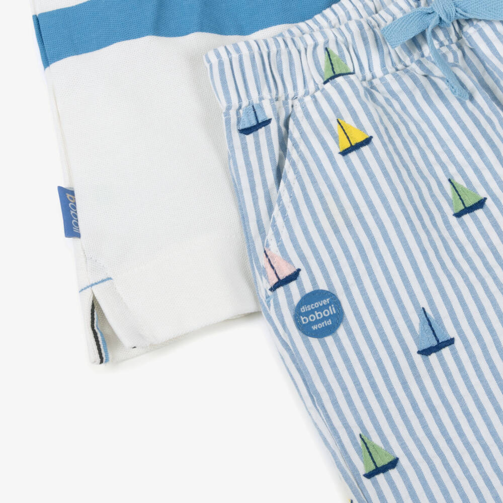 Boboli-Морской комплект из рубашки поло и шорт для мальчиков | Childrensalon Outlet