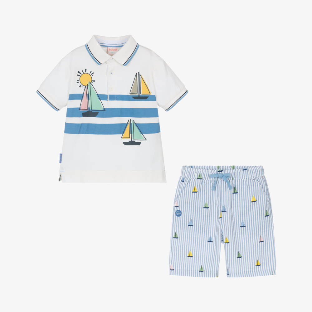 Boboli-Морской комплект из рубашки поло и шорт для мальчиков | Childrensalon Outlet
