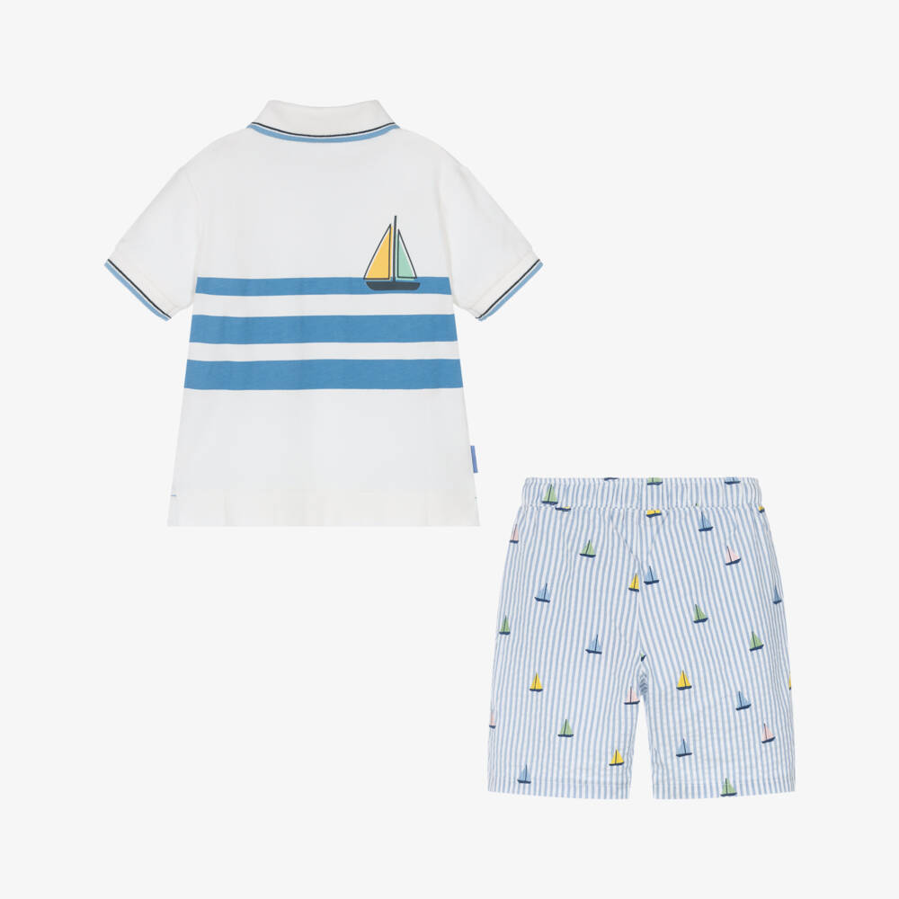 Boboli-Морской комплект из рубашки поло и шорт для мальчиков | Childrensalon Outlet