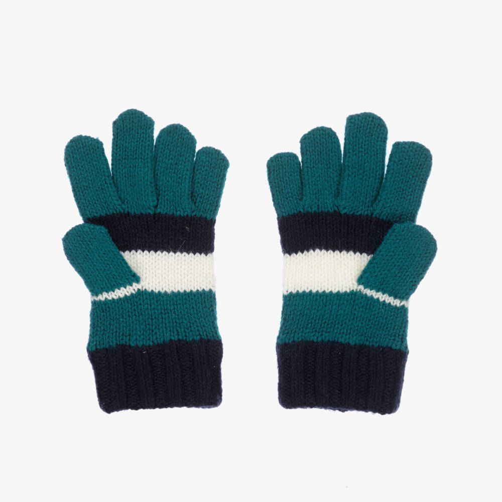 Boboli-Boys Navy and Teal Knitted Gloves | Childrensalon Outlet