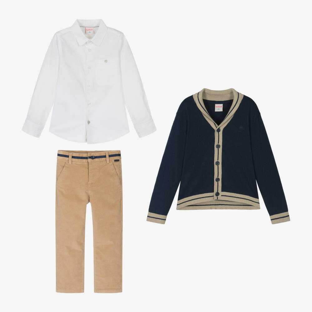 Boboli-Boys Navy & Beige Outfit Set | Childrensalon Outlet