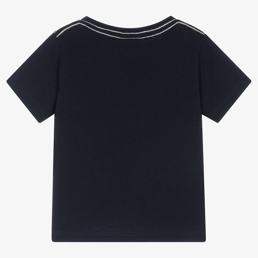 Boboli-Boys Navy Blue Beaver Print T-Shirt | Childrensalon Outlet