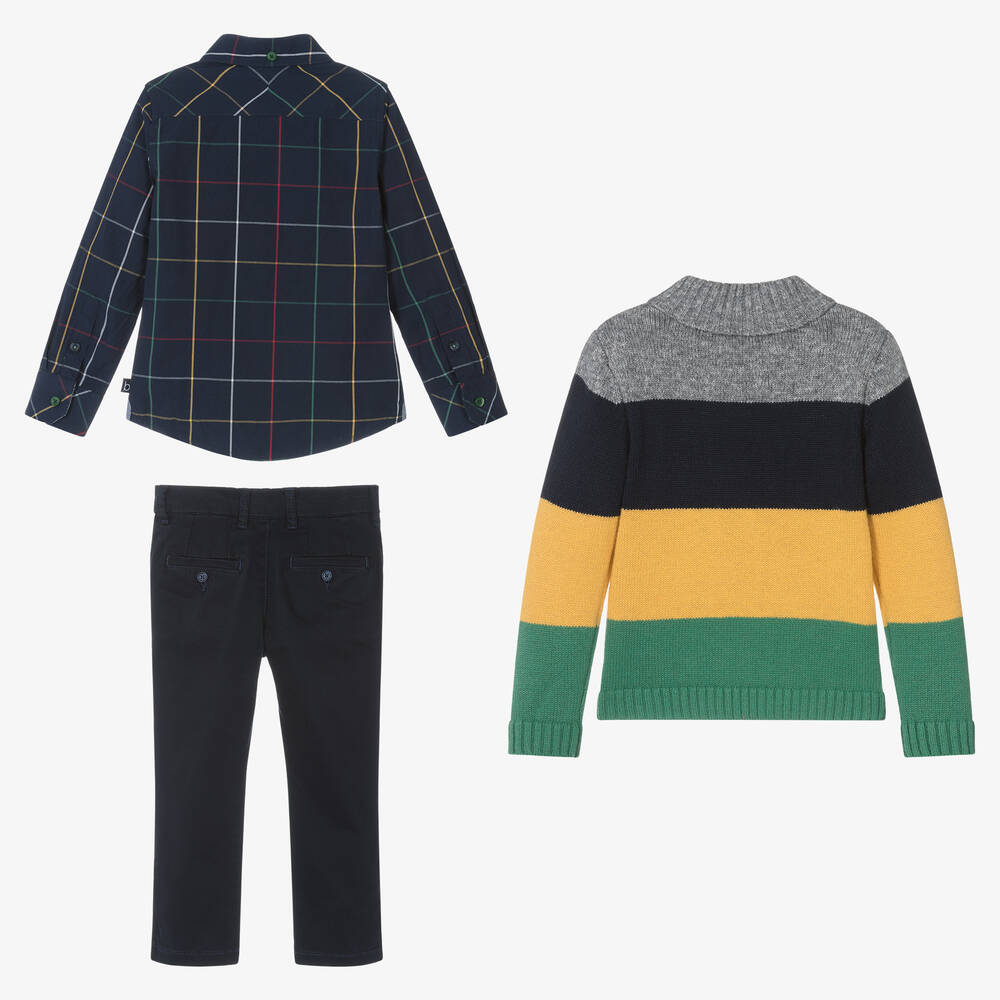 Boboli-Boys Navy Blue Cotton Trouser Set | Childrensalon Outlet