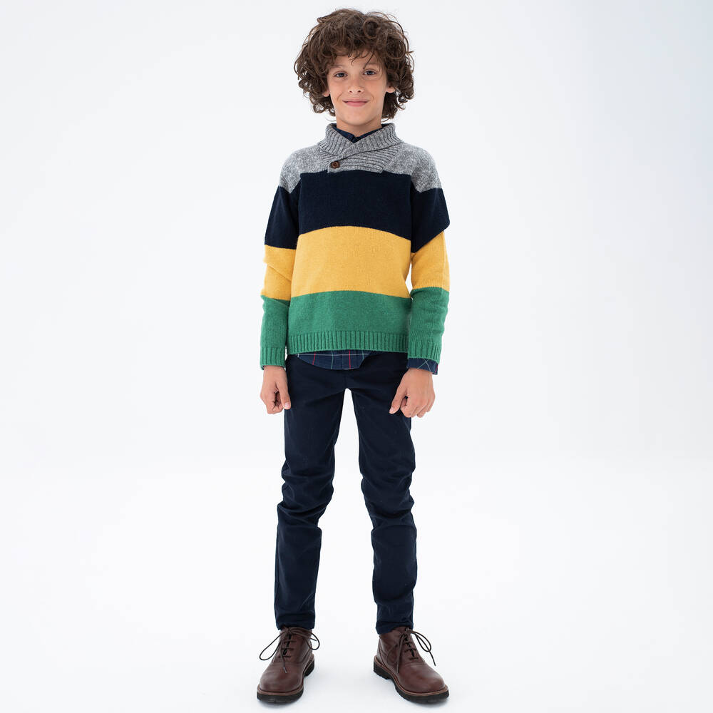 Boboli-Boys Navy Blue Cotton Trouser Set | Childrensalon Outlet