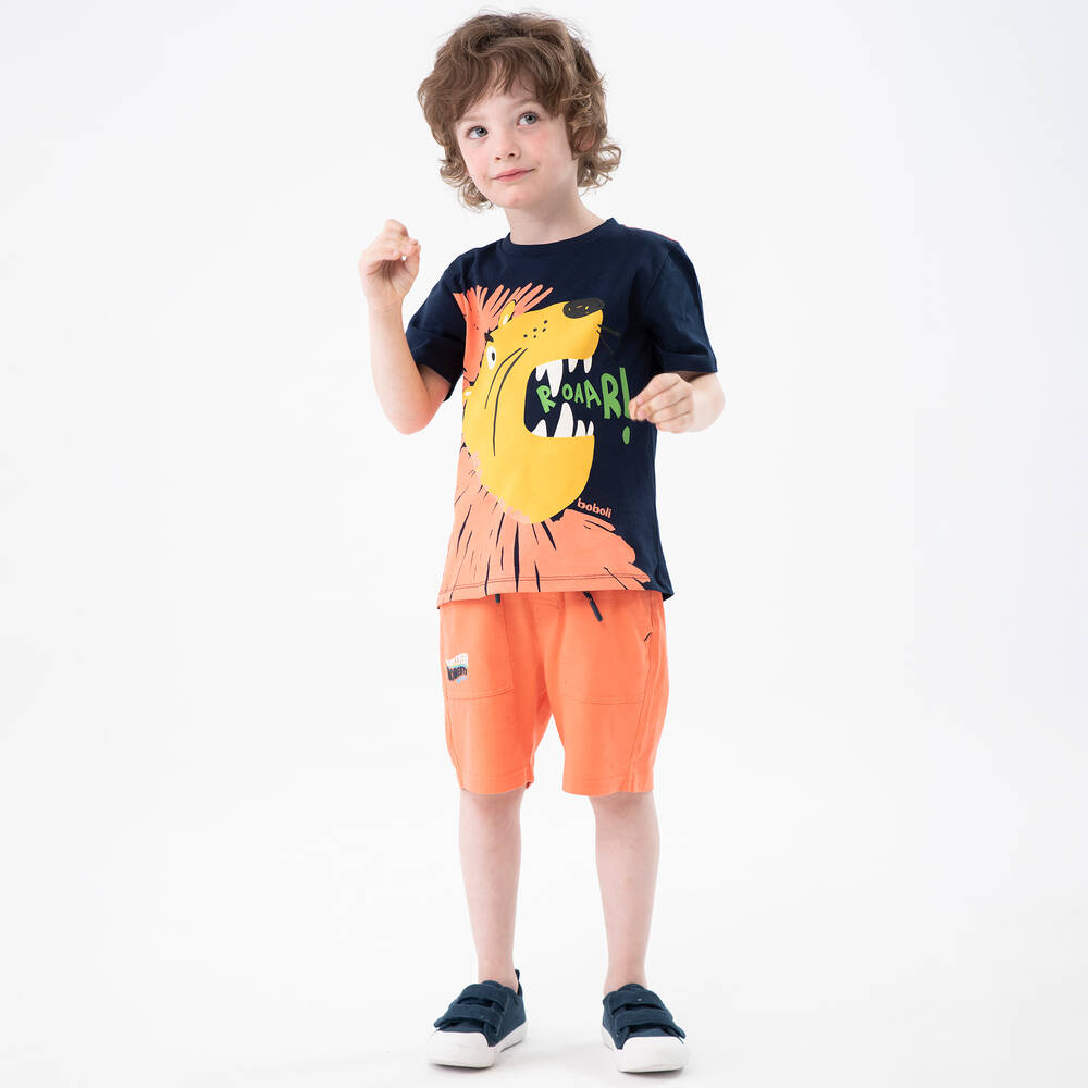 Boboli-Boys Navy Blue Graphic Cotton T-Shirt | Childrensalon Outlet