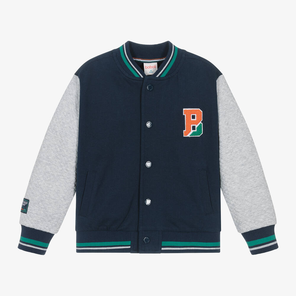 Boys Navy Blue Jersey Varsity Jacket