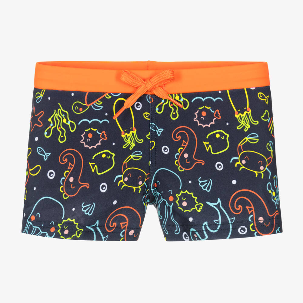 Boboli-Boys Navy Blue Sea Life Swim Shorts | Childrensalon Outlet