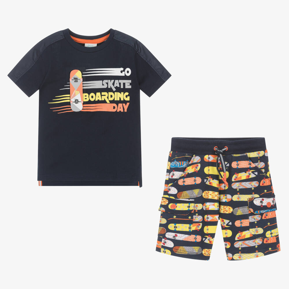 Boboli-Boys Navy Blue Top & Shorts Set | Childrensalon Outlet