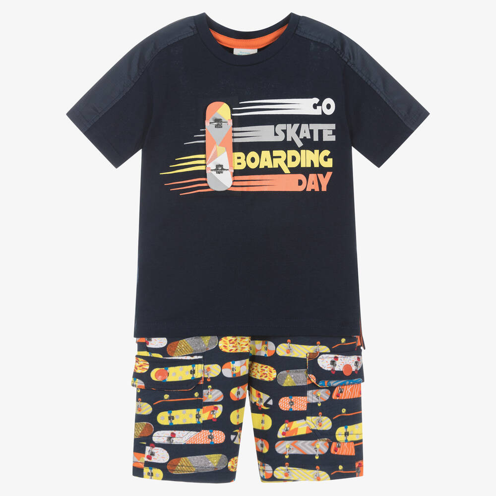 Boboli-Boys Navy Blue Top & Shorts Set | Childrensalon Outlet