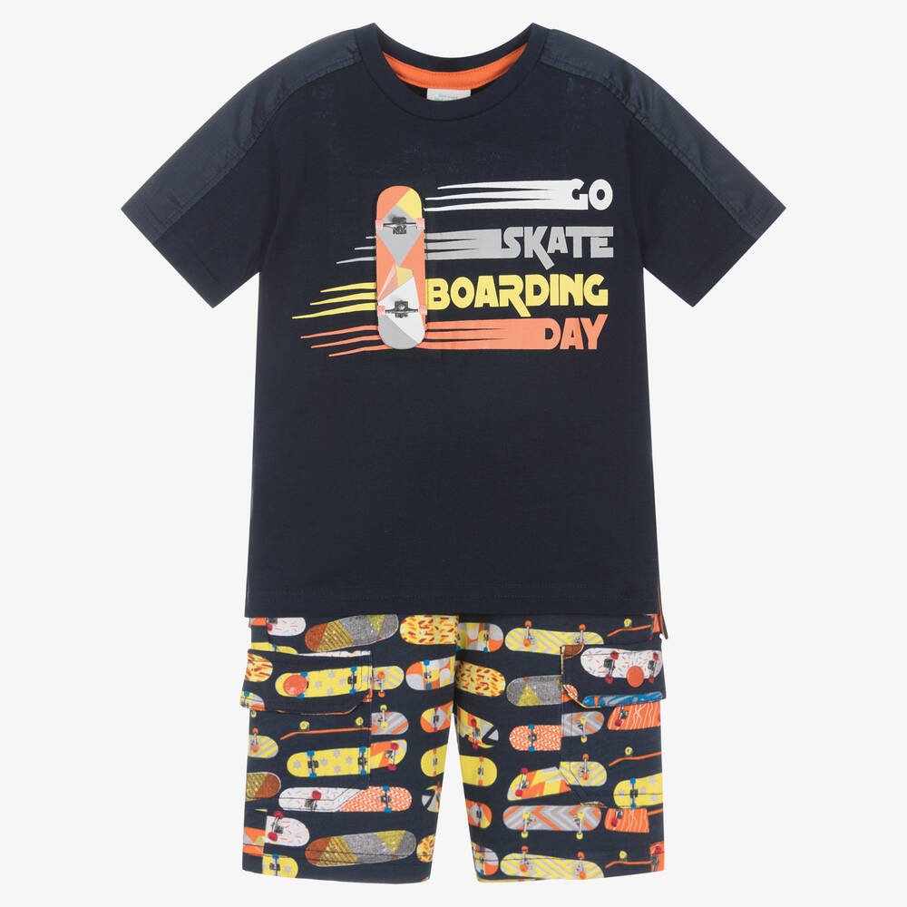 Boboli - Boys Navy Blue Top & Shorts Set | Childrensalon