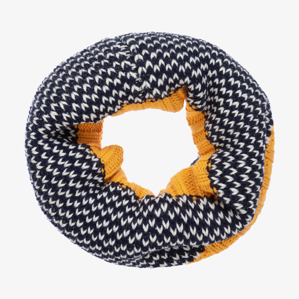 Boboli - Boys Navy Blue & Yellow Cotton Snood | Childrensalon