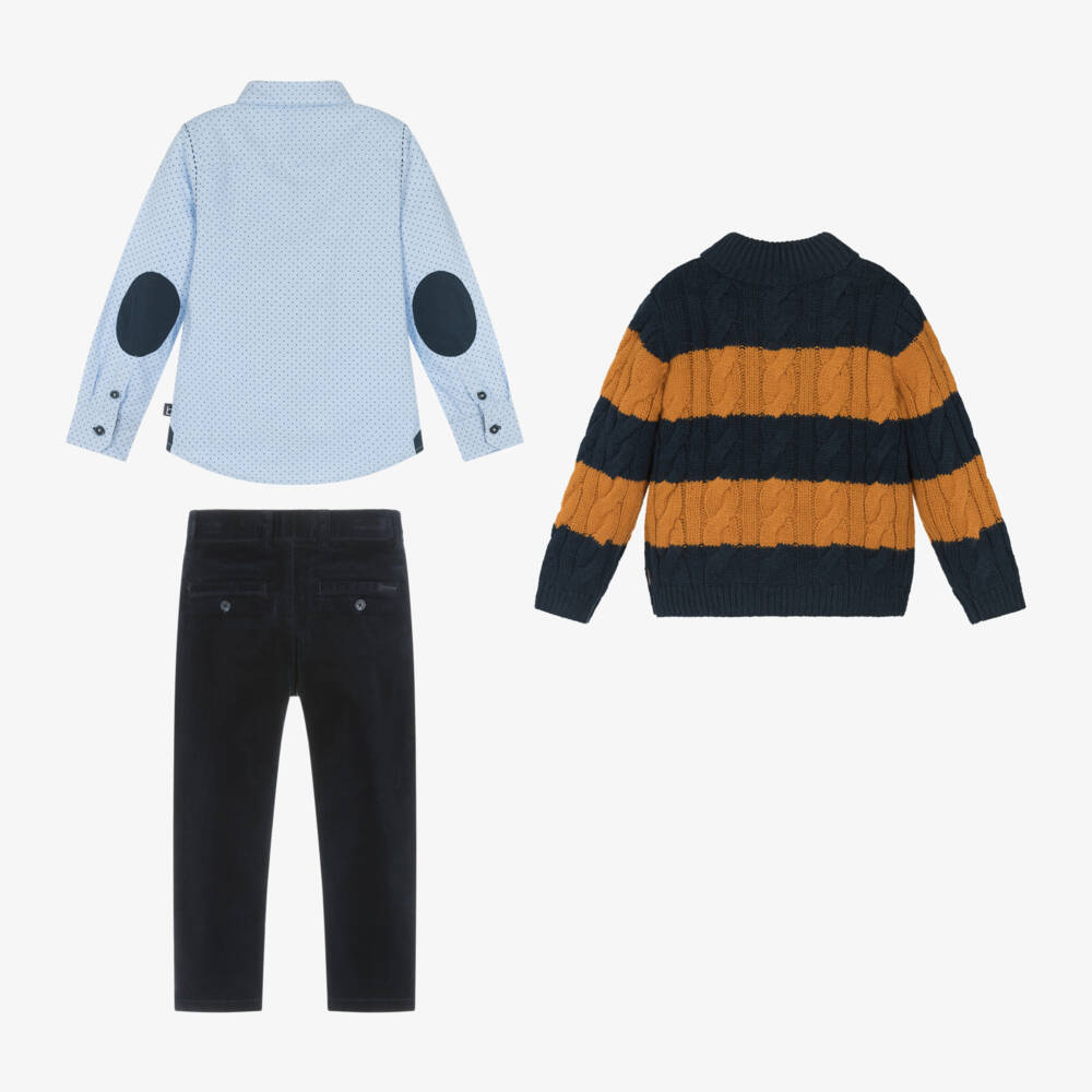 Boboli-Boys Navy Cable Knit Outfit | Childrensalon Outlet