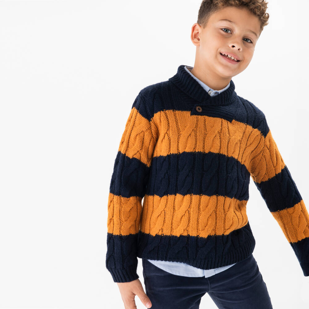 Boboli-Boys Navy Cable Knit Outfit | Childrensalon Outlet