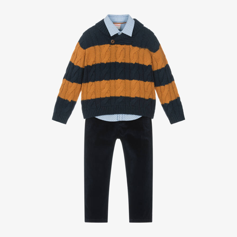 Boboli-Boys Navy Cable Knit Outfit | Childrensalon Outlet