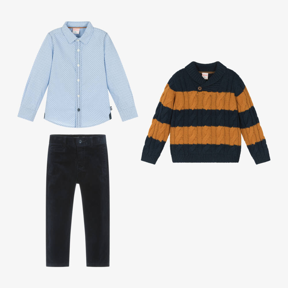Boboli-Boys Navy Cable Knit Outfit | Childrensalon Outlet