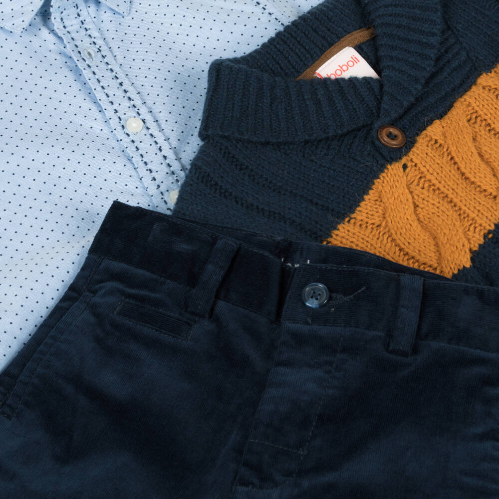 Boboli-Boys Navy Cable Knit Outfit | Childrensalon Outlet