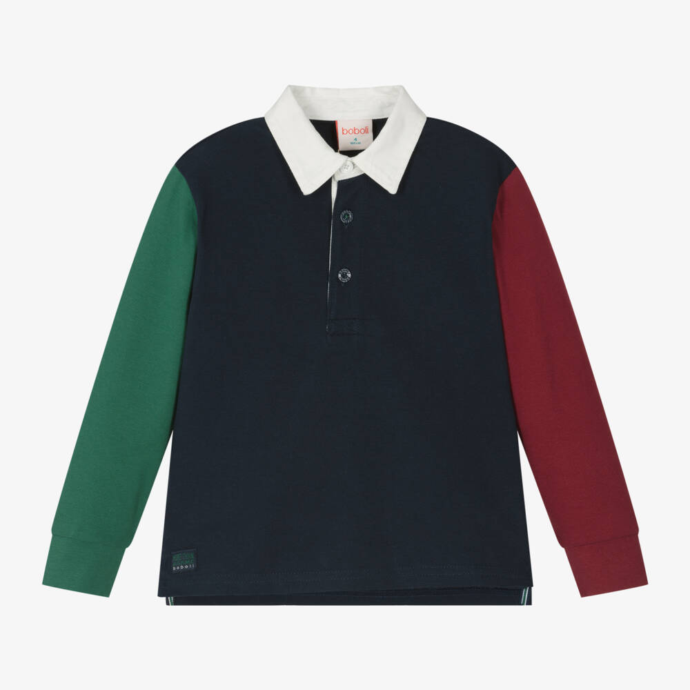 Boboli-Boys Navy Cotton Rugby Polo | Childrensalon Outlet
