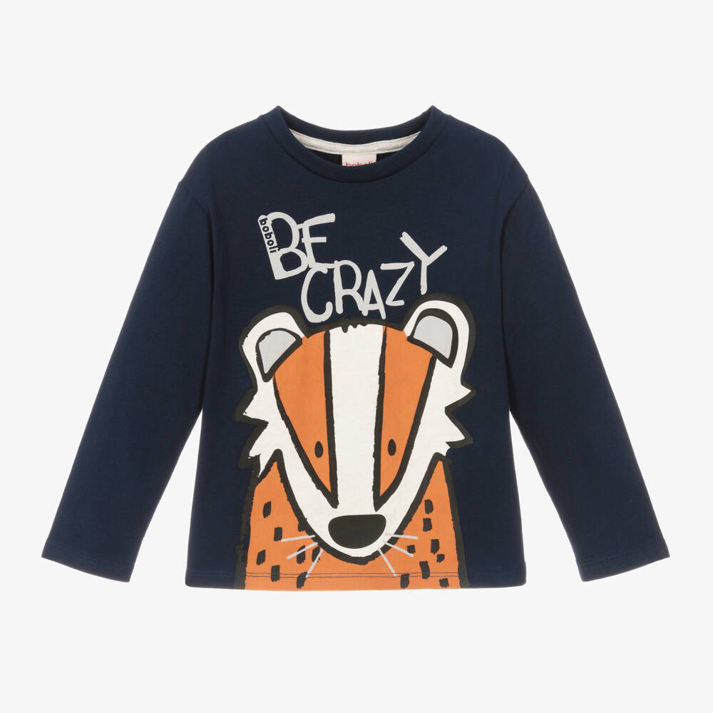 Boboli-Boys Navy Fox Jersey Top | Childrensalon Outlet