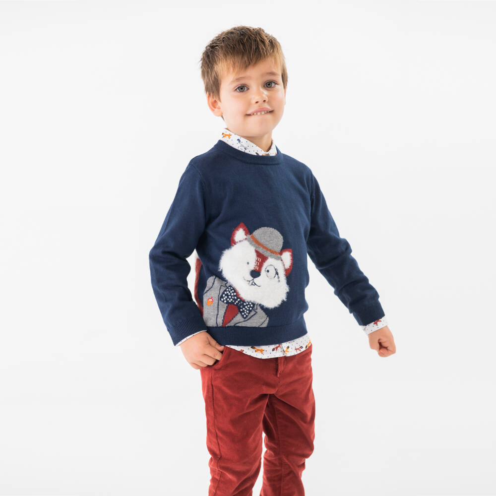 Boboli-Boys Navy Fox Outfit Set | Childrensalon Outlet