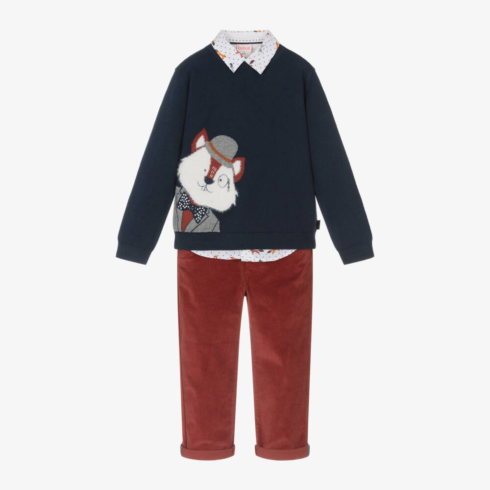 Boboli-Boys Navy Fox Outfit Set | Childrensalon Outlet