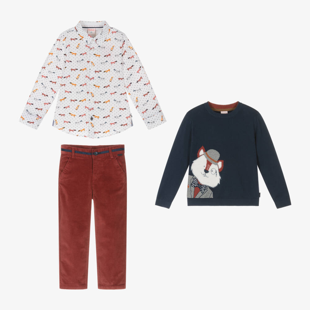 Boboli-Boys Navy Fox Outfit Set | Childrensalon Outlet