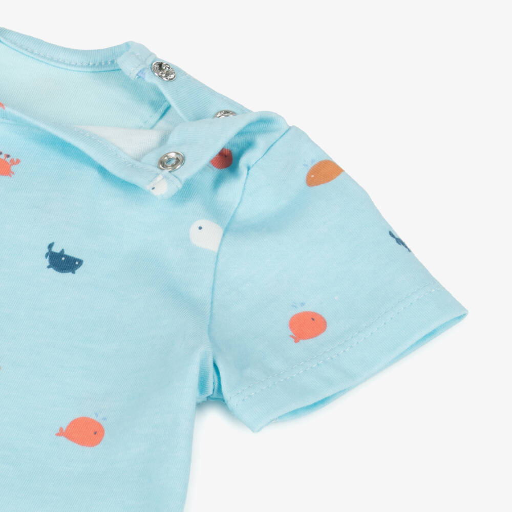 Boboli-Boys Ocean Blue Crab Romper Ensemble | Childrensalon Outlet