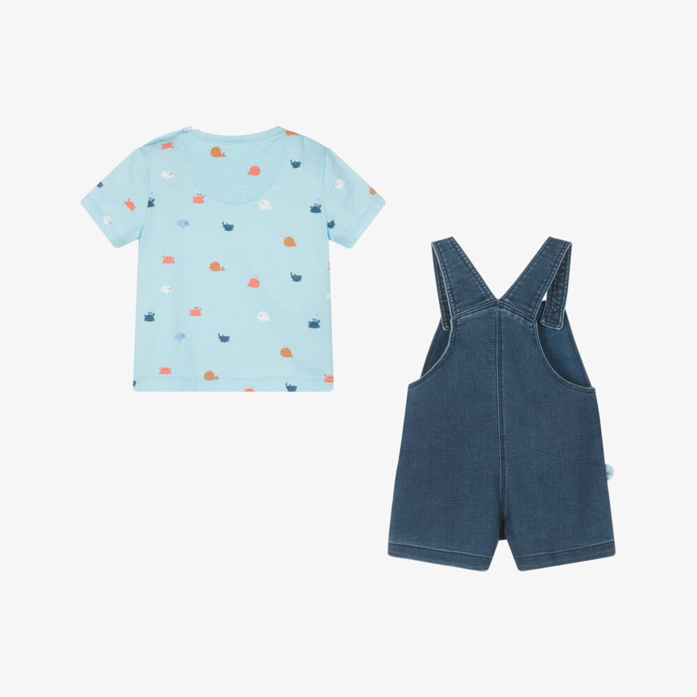 Boboli-Boys Ocean Blue Crab Romper Ensemble | Childrensalon Outlet