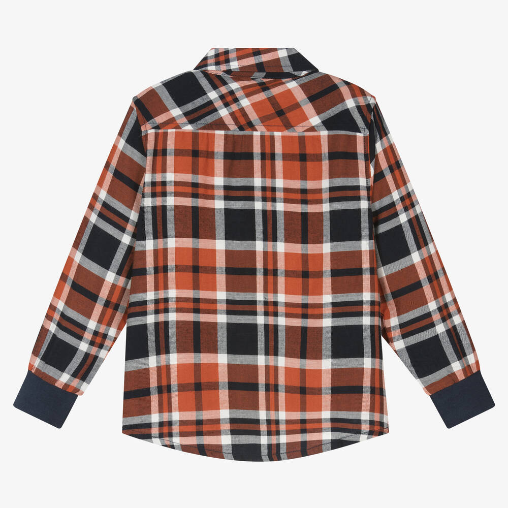 Boboli-Boys Orange & Blue Check Shirt | Childrensalon Outlet