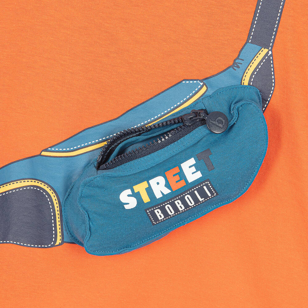 Boboli-Boys Orange & Blue Cotton Shorts Set | Childrensalon Outlet