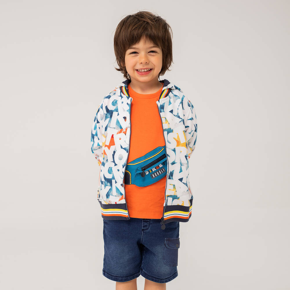 Boboli-Boys Orange & Blue Cotton Shorts Set | Childrensalon Outlet