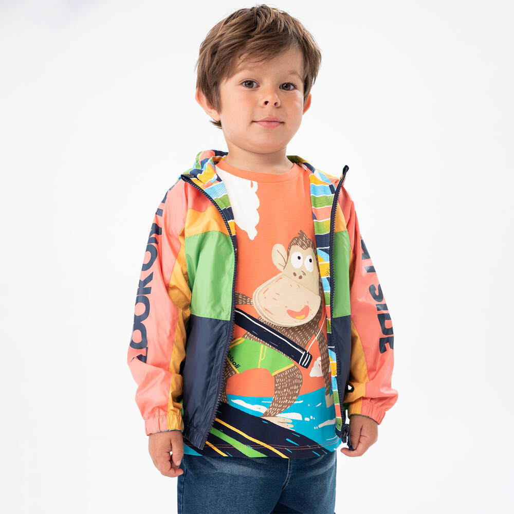 Boboli-Boys Orange & Blue Cotton Shorts Set | Childrensalon Outlet