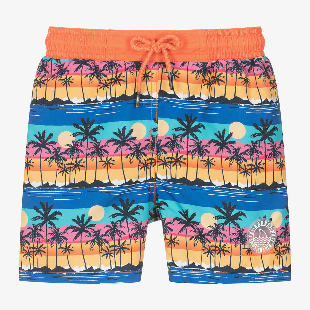 Boboli-Boys Orange & Blue Palm Tree Swim Shorts | Childrensalon Outlet