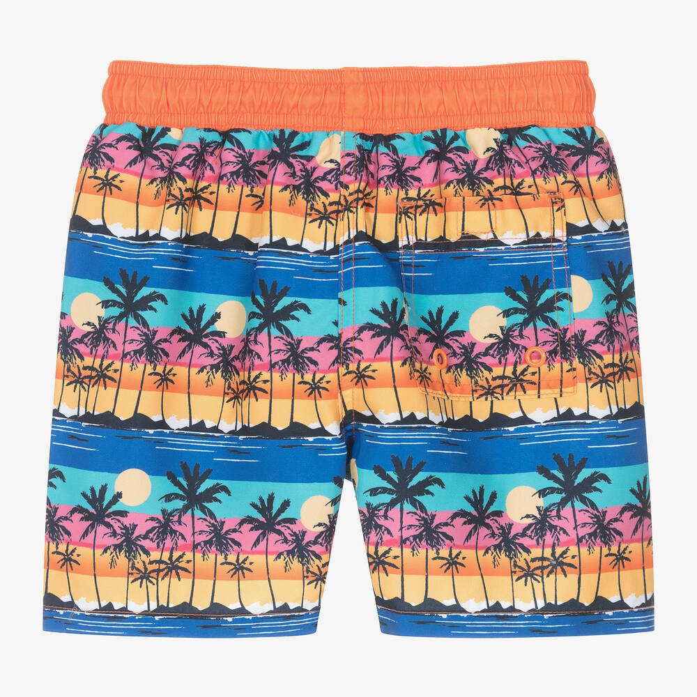 Boboli-Boys Orange & Blue Palm Tree Swim Shorts | Childrensalon Outlet