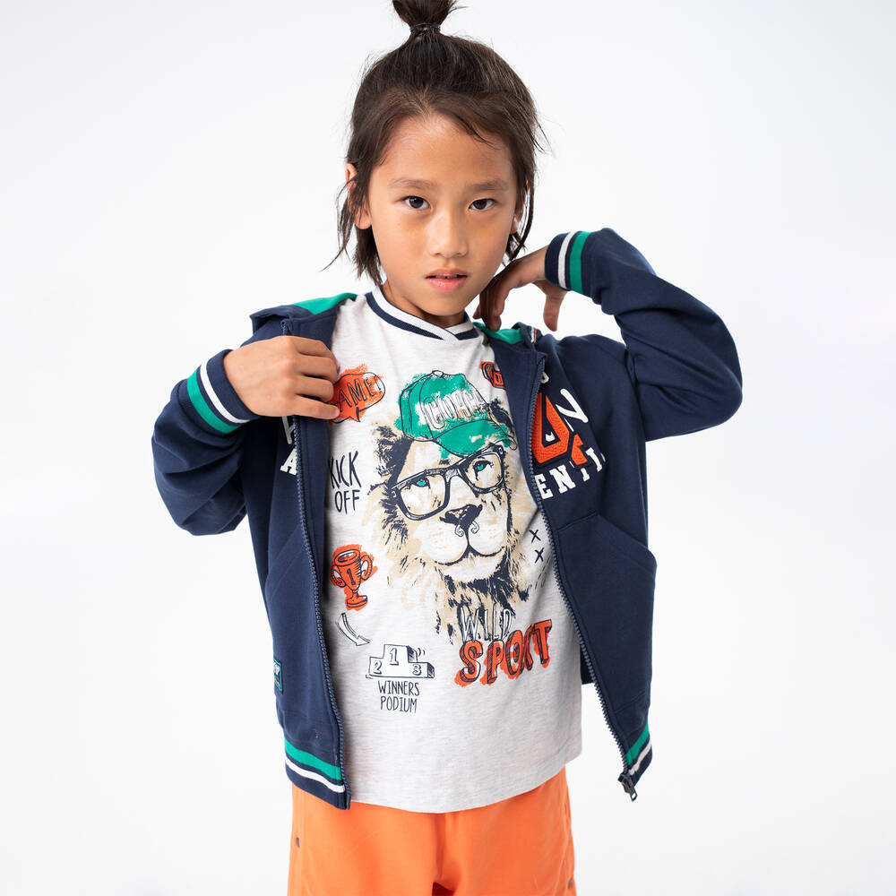 Boboli-طقم شورت قطن لون برتقالي وأبيض للأولاد | Childrensalon Outlet