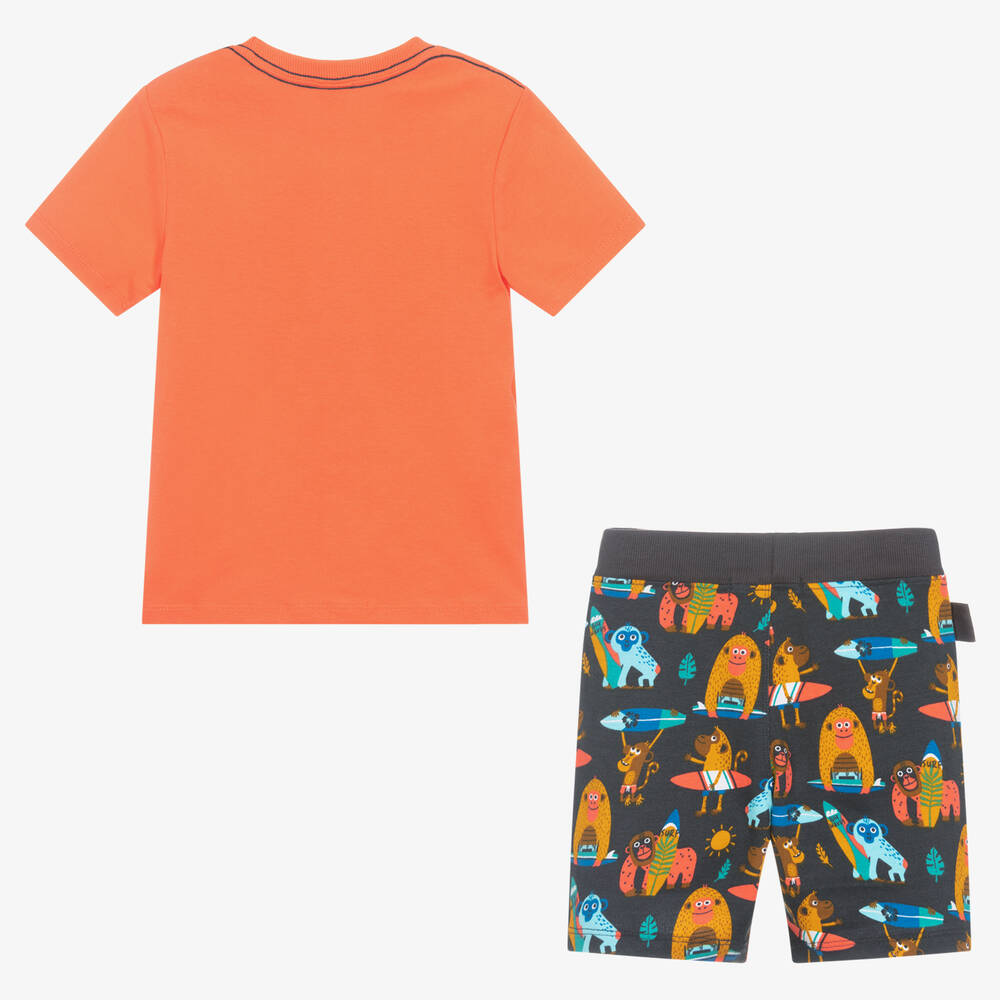 Boboli-Boys Orange Top & Grey Shorts Set | Childrensalon Outlet
