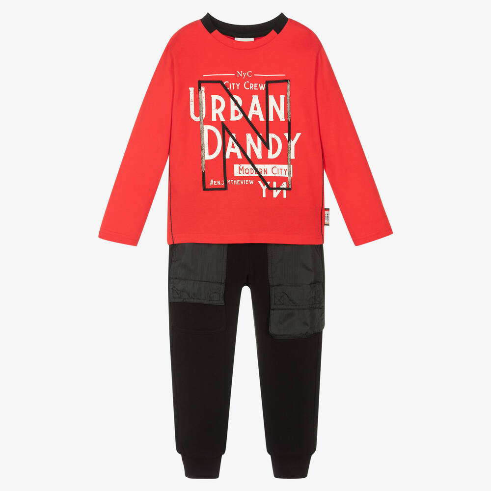 Boboli - Красный топ и черные брюки для мальчиков  | Childrensalon