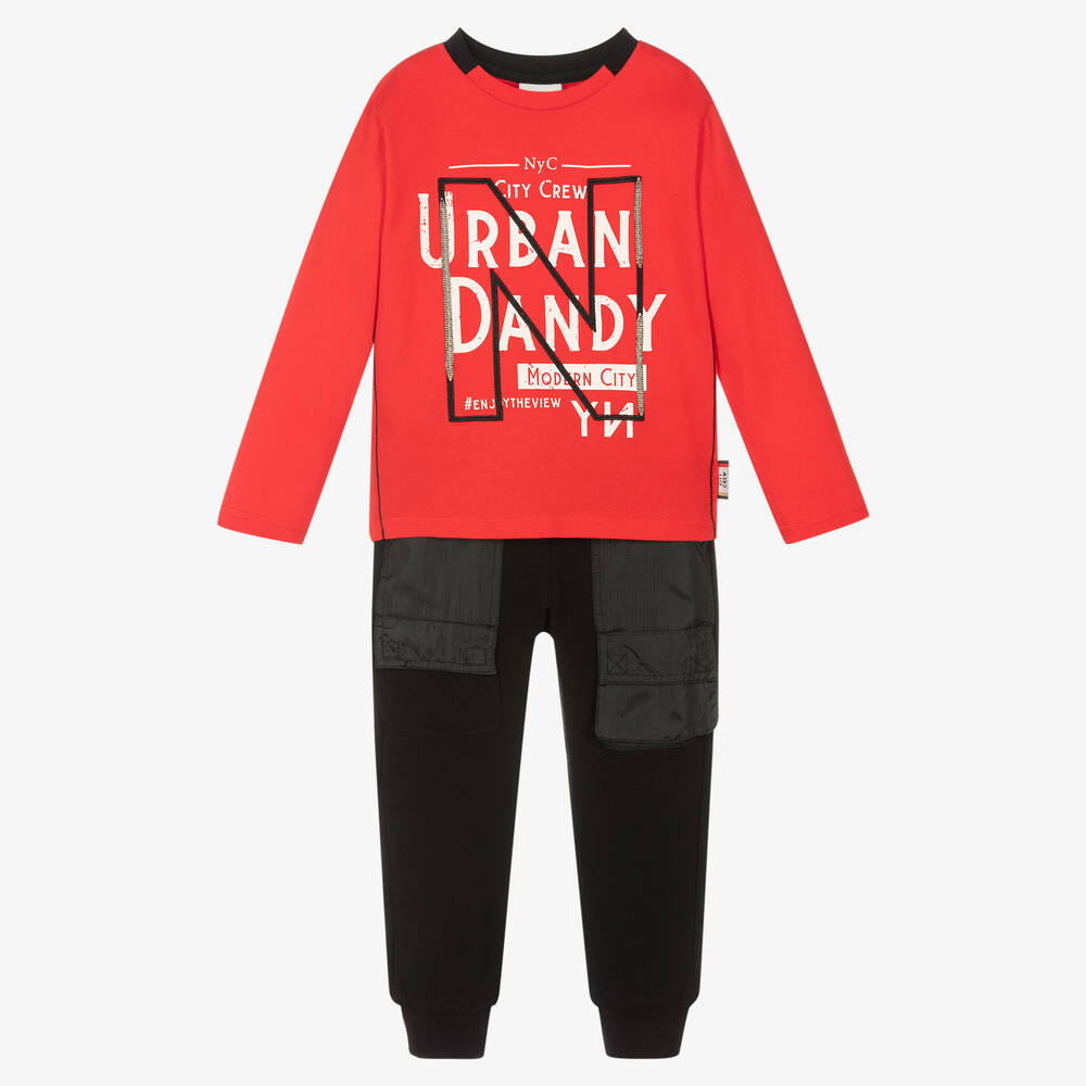 Boboli - Ensemble pantalon rouge noir Garçon  | Childrensalon