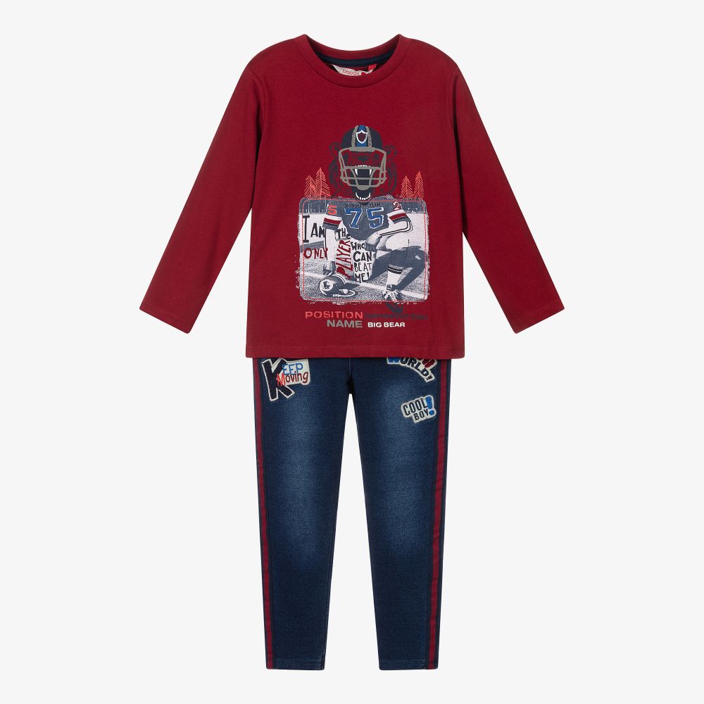 Boboli - Ensemble jean rouge et bleu Garçon | Childrensalon