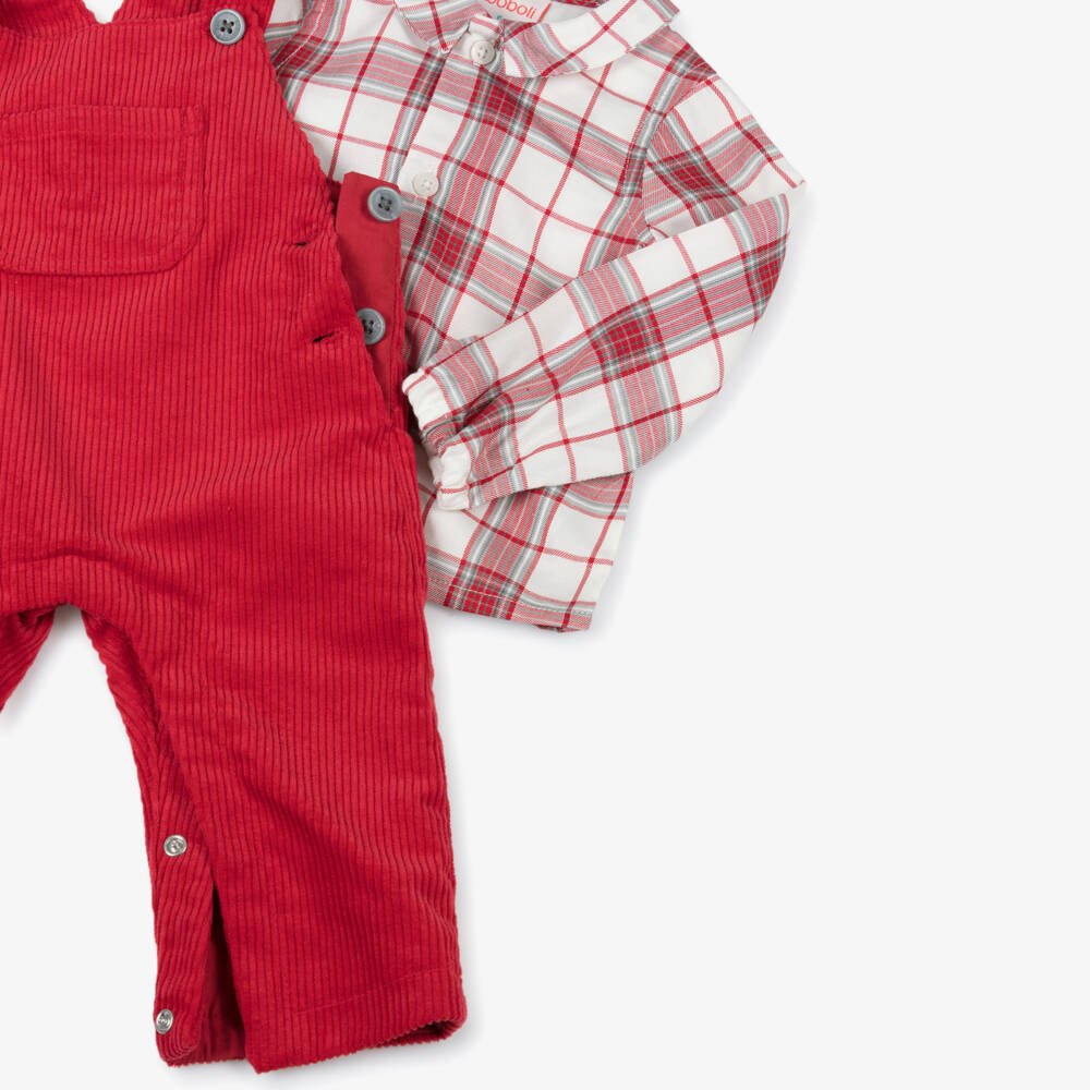 Bobux-طقم دانغري كوردروي لون أحمر للمواليد | Childrensalon Outlet